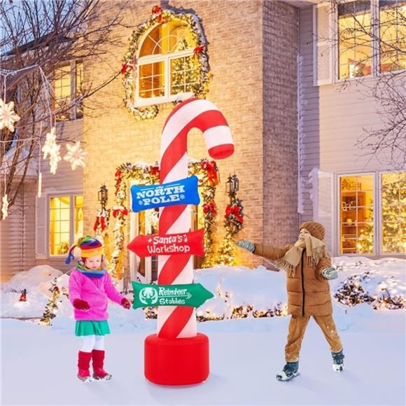 8FT Christmas Inflatable with Lights, Outdoor Inflatable Christmas Candy Canes - Picture 2 of 7